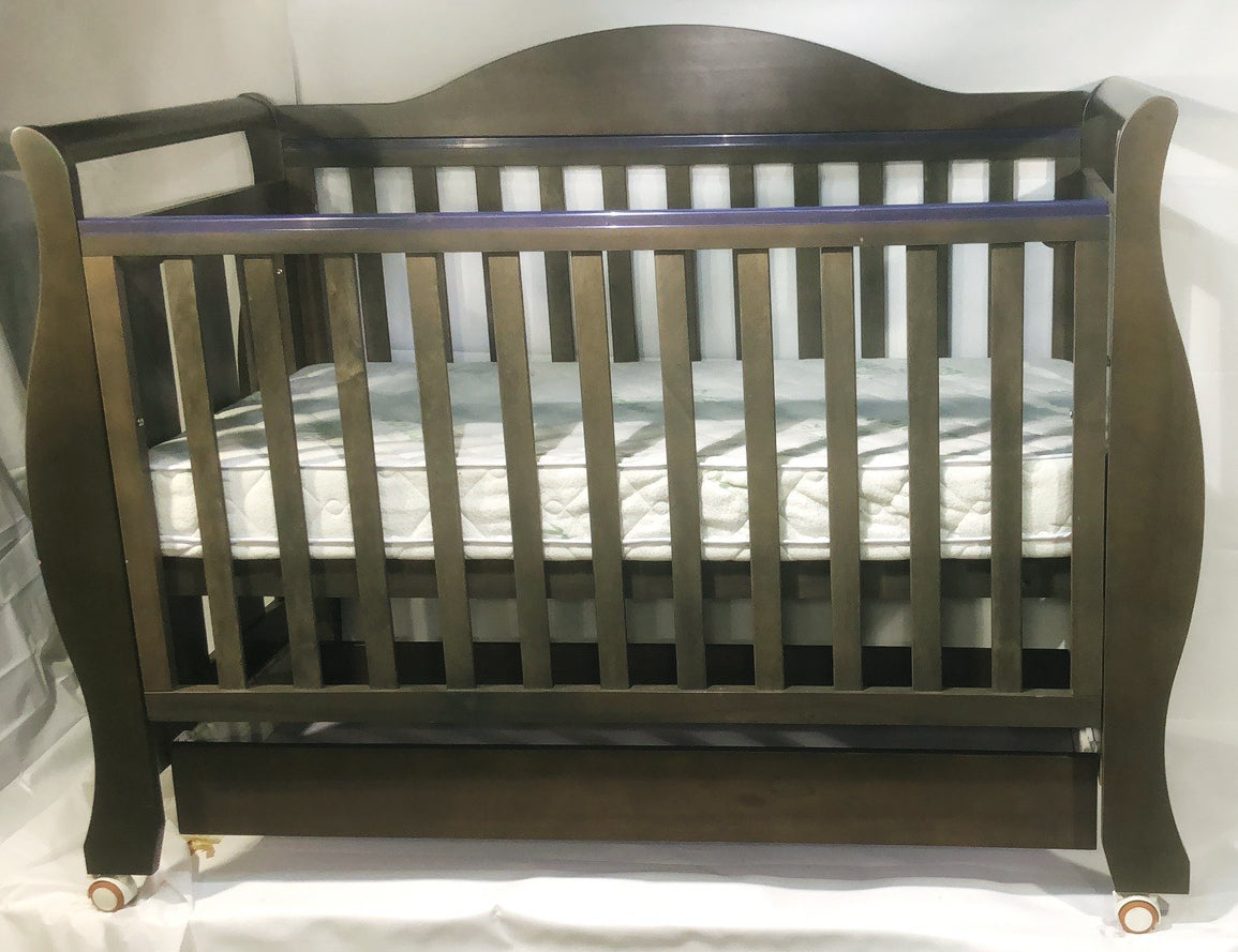 Babyworth Royal Sleigh Cot with Drawer and Mattress - Babyworth