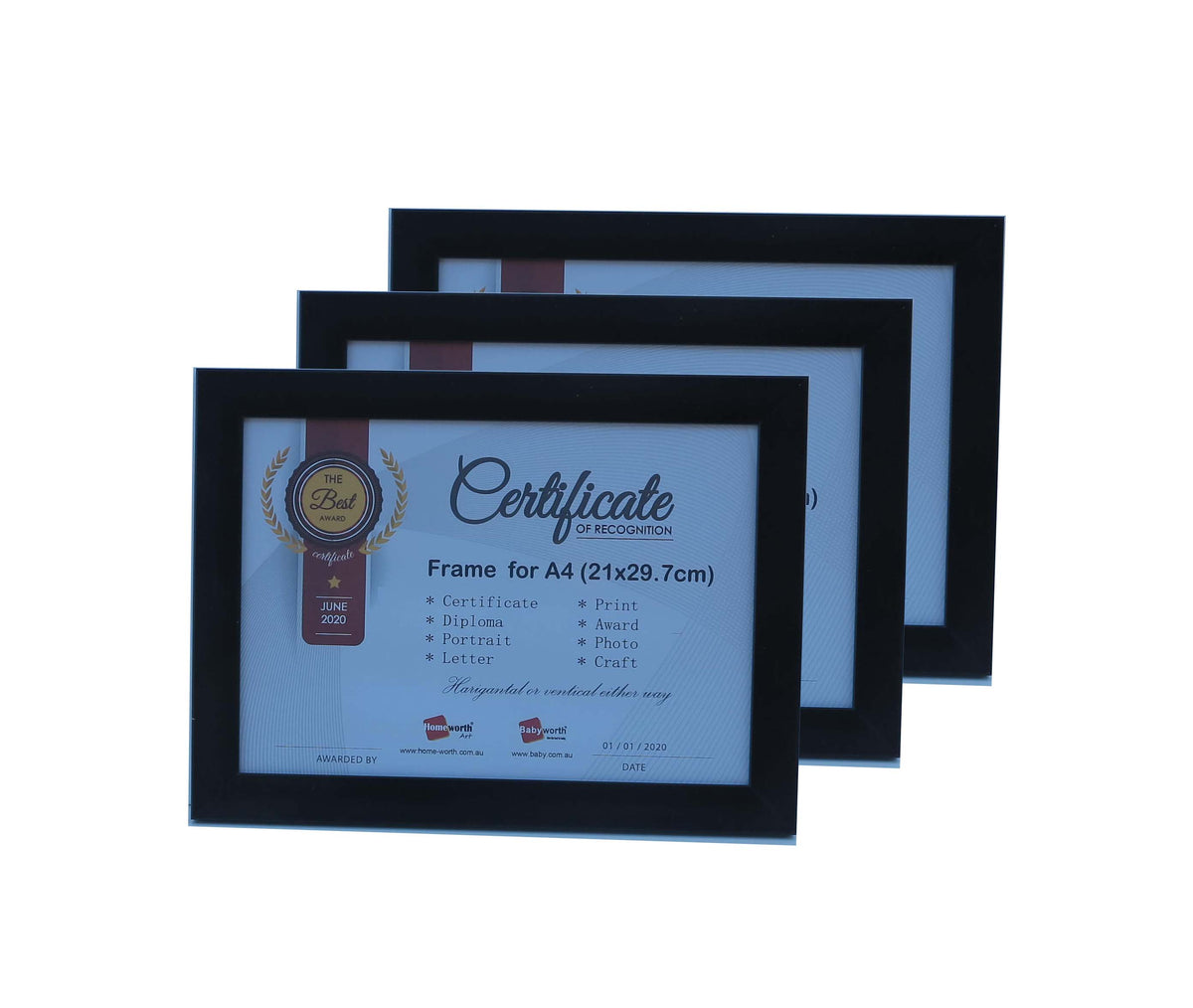 Picture Frame For Photo / Picture / Certificate Size A4 ( 21x29.7 cm ) - Babyworth
