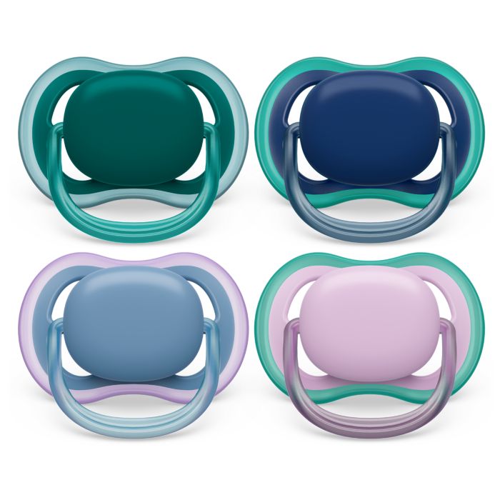 Philips Avent Ultra Air Soother, 6-18 months, Plain Mixed 2-pack Mixed