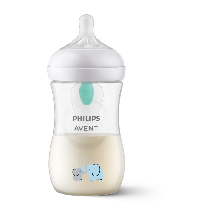 Philips Avent Natural Response Bottle with AirFree Vent, 260ml, 1-pack, Elephant Deco
