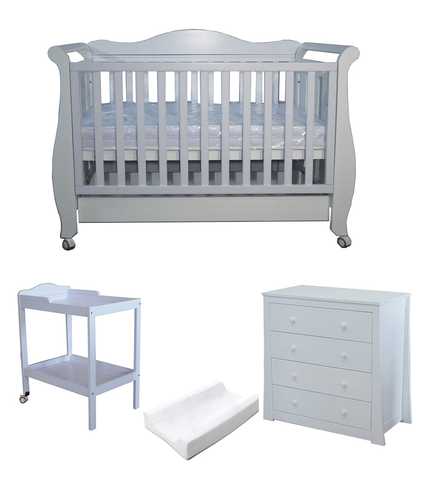 Babyworth Imperial Sleigh Cot with drawer and Change Table Chest Packa