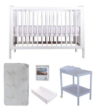 Grotime  DAINTY Cot  Baby Bed with Mattress and Change Table with Pad - Babyworth