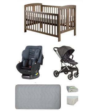 Grotime Pearl Cot  Baby Bed with Mattress, Mother's Choice Adore Car Seat, Babyworth Luxi Pram Package - Babyworth