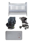 Grotime Pearl Cot  Baby Bed with Mattress, Mother's Choice Adore Car Seat, Babyworth Luxi Pram Package - Babyworth