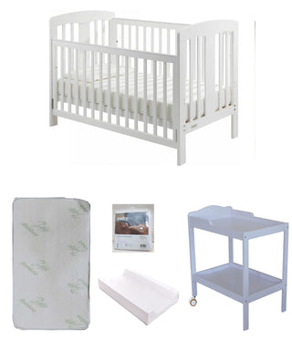 Grotime   Pearl 4-in-1 cot  Baby Bed with Mattress and Change Table White Package - Babyworth