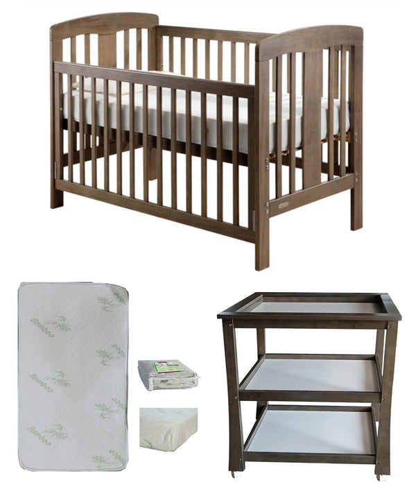 Grotime   Pearl 4-in-1 cot  Baby Bed with Mattress and Change Table Mountain Ash - Babyworth