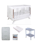 Grotime   Retro Cot cot with Mattress  and Change Table with Pad - Babyworth
