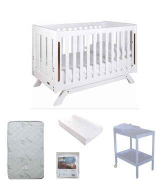 Grotime   Retro Cot cot with Mattress  and Change Table with Pad - Babyworth