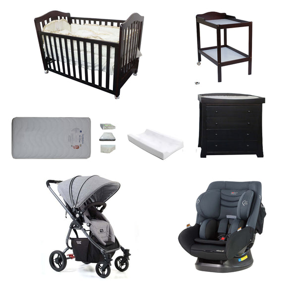 Babyworth Classic Cot+Change Table+Chest+Mother's Choice Adore Car Seat+Valco Baby Snap Ultra Pram+Mattress Package - Babyworth