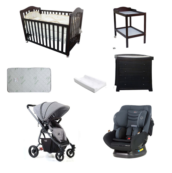 Babyworth Classic Cot+Change Table+Chest+Mother's Choice Adore Car Seat+Valco Baby Snap Ultra Pram+Mattress Package - Babyworth