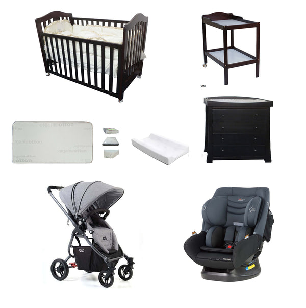 Babyworth Classic Cot+Change Table+Chest+Mother's Choice Adore Car Seat+Valco Baby Snap Ultra Pram+Mattress Package - Babyworth