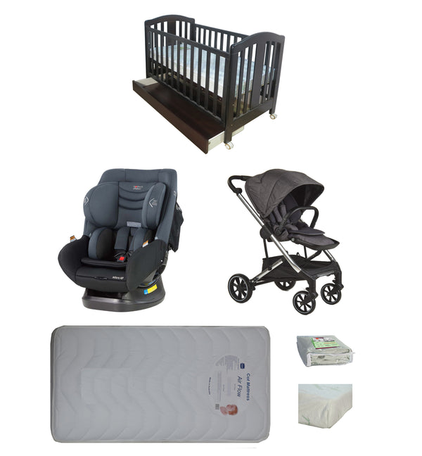 Babyworth Classic Cot With Drawer+Luxi Pram+Mother's Choice Adore Car Seat+Mattress Package - Babyworth