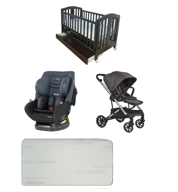 Babyworth Classic Cot With Drawer+Luxi Pram+Mother's Choice Adore Car Seat+Mattress Package - Babyworth