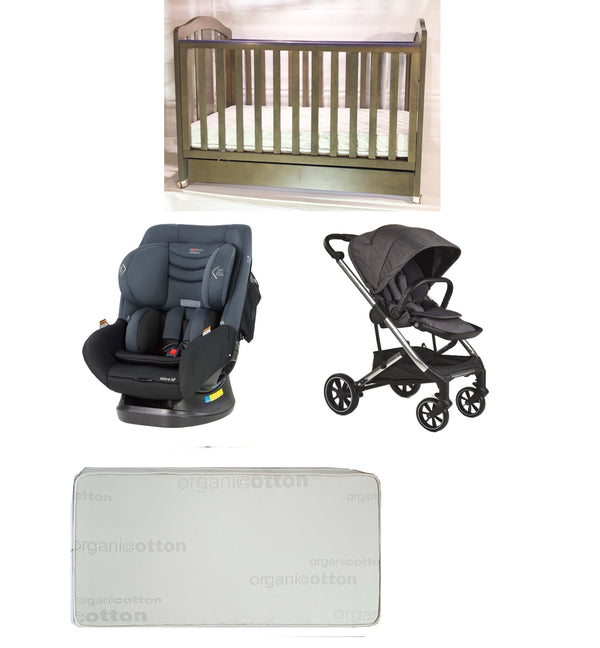 Babyworth Classic Cot With Drawer+Luxi Pram+Mother's Choice Adore Car Seat+Mattress Package - Babyworth