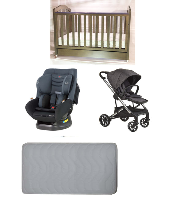 Babyworth Classic Cot With Drawer+Luxi Pram+Mother's Choice Adore Car Seat+Mattress Package - Babyworth