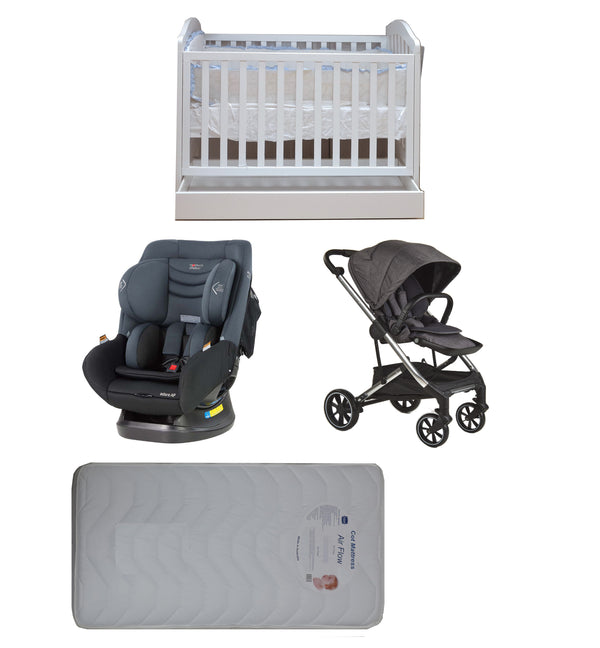 Babyworth Classic Cot With Drawer+Luxi Pram+Mother's Choice Adore Car Seat+Mattress Package - Babyworth