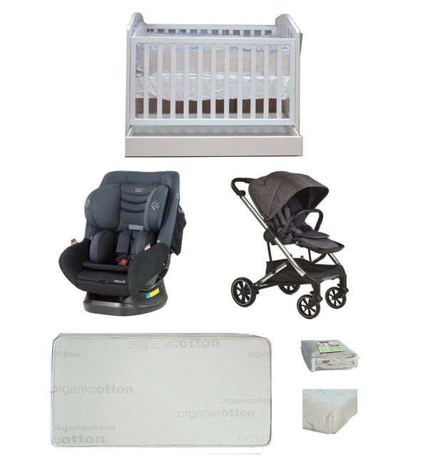 Babyworth Classic Cot With Drawer+Luxi Pram+Mother's Choice Adore Car Seat+Mattress Package - Babyworth