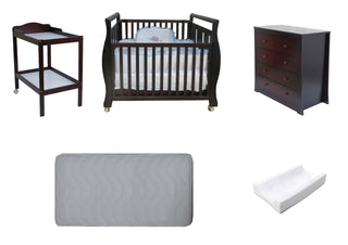 Babyworth Sleigh Cot with Mattress, Chest and Change Table with Pad Package - Babyworth