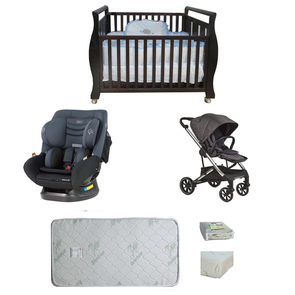 Babyworth Sleigh Cot+Mattress+Mother's Choice Adore Car Seat+Luxi Pram Deal - Babyworth