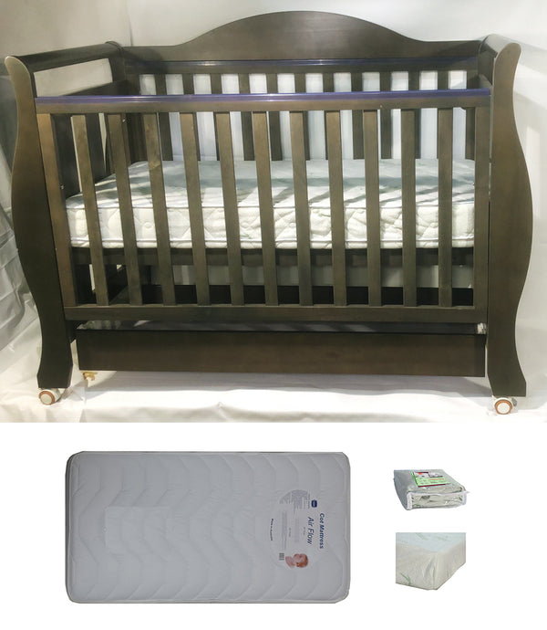 Babyworth Royal Sleigh Cot  with Drawer and Mattress - Babyworth