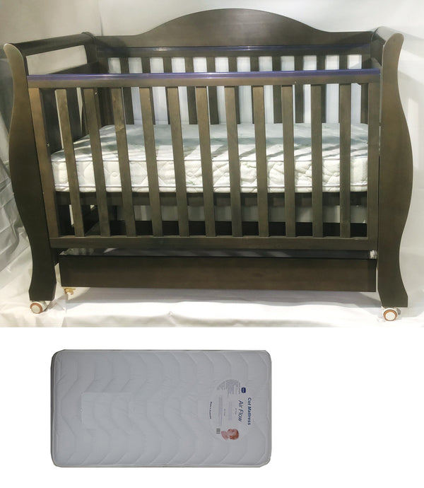 Babyworth Royal Sleigh Cot  with Drawer and Mattress - Babyworth
