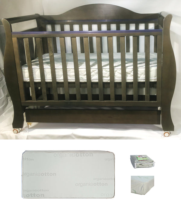 Babyworth Royal Sleigh Cot  with Drawer and Mattress - Babyworth