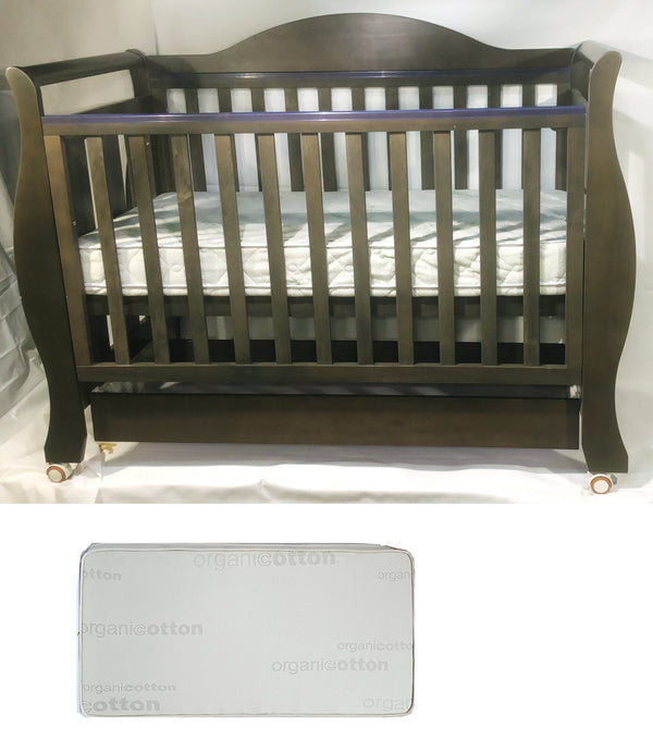 Babyworth Royal Sleigh Cot  with Drawer and Mattress - Babyworth