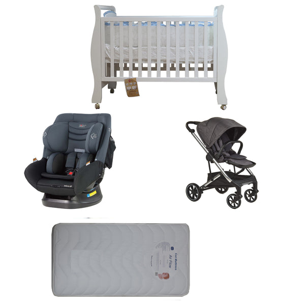 Babyworth Sleigh Cot+Mattress+Mother's Choice Adore Car Seat+Luxi Pram Deal - Babyworth