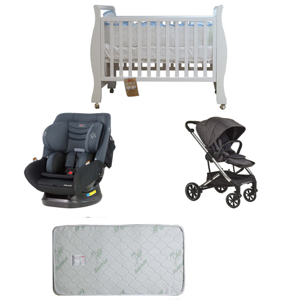 Babyworth Sleigh Cot+Mattress+Mother's Choice Adore Car Seat+Luxi Pram Deal - Babyworth
