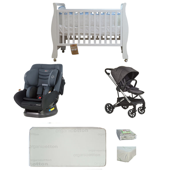 Babyworth Sleigh Cot+Mattress+Mother's Choice Adore Car Seat+Luxi Pram Deal - Babyworth