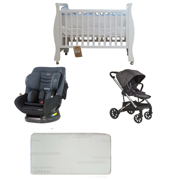 Babyworth Sleigh Cot+Mattress+Mother's Choice Adore Car Seat+Luxi Pram Deal - Babyworth