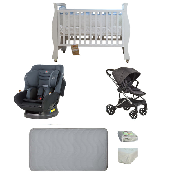 Babyworth Sleigh Cot+Mattress+Mother's Choice Adore Car Seat+Luxi Pram Deal - Babyworth