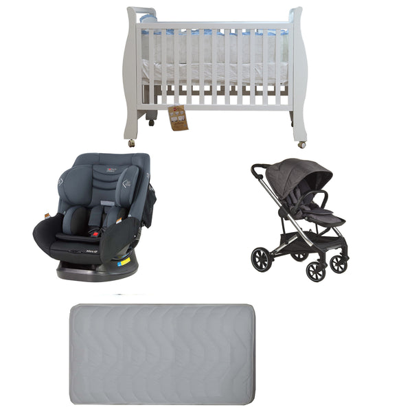 Babyworth Sleigh Cot+Mattress+Mother's Choice Adore Car Seat+Luxi Pram Deal - Babyworth