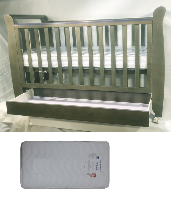 Babyworth Urban Sleigh Cot with Drawer & Mattress - Babyworth