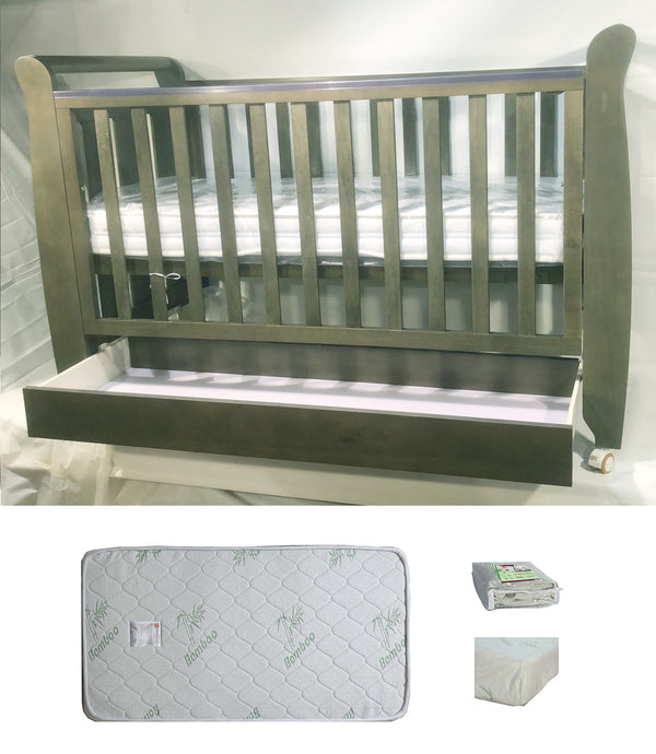 Babyworth Urban Sleigh Cot with Drawer & Mattress - Babyworth
