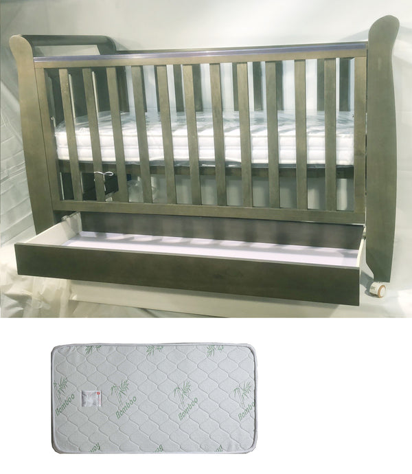 Babyworth Urban Sleigh Cot with Drawer & Mattress - Babyworth