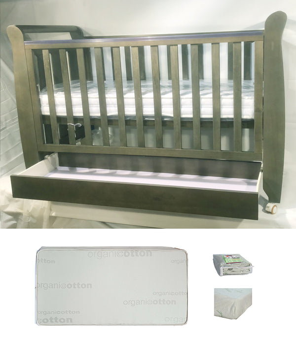 Babyworth Urban Sleigh Cot with Drawer & Mattress - Babyworth