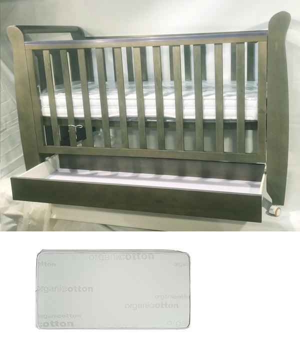 Babyworth Urban Sleigh Cot with Drawer & Mattress - Babyworth