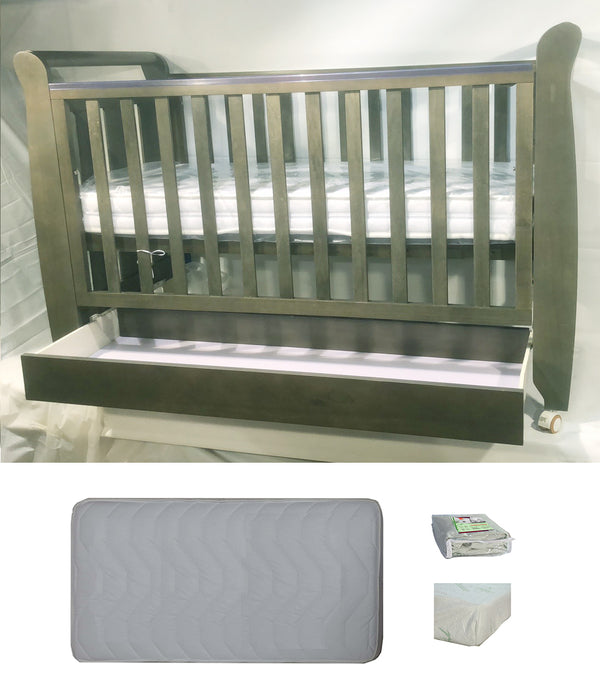 Babyworth Urban Sleigh Cot with Drawer & Mattress - Babyworth