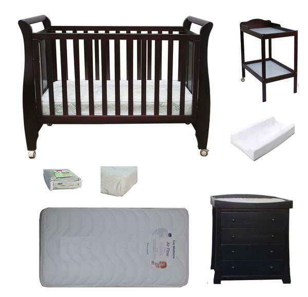 Babyworth Urban Sleigh Cot+Change Table+Chest With Changing Top Option With Mattress - Babyworth