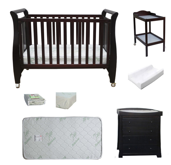 Babyworth Urban Sleigh Cot+Change Table+Chest With Changing Top Option With Mattress - Babyworth