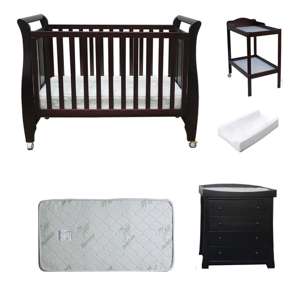 Babyworth Urban Sleigh Cot+Change Table+Chest With Changing Top Option With Mattress - Babyworth
