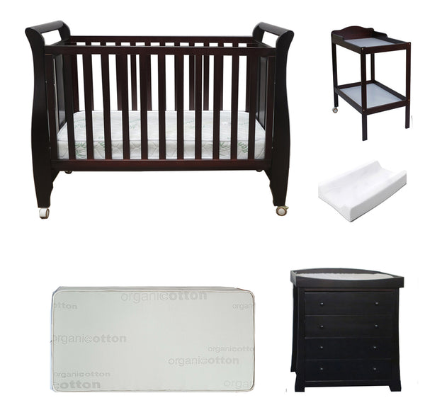 Babyworth Urban Sleigh Cot+Change Table+Chest With Changing Top Option With Mattress - Babyworth