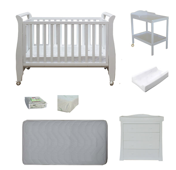 Babyworth Urban Sleigh Cot+Change Table+Chest With Changing Top Option With Mattress - Babyworth