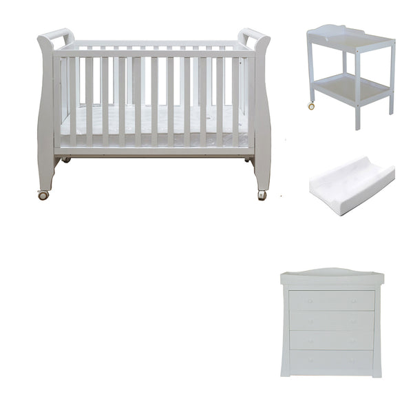 Babyworth Urban Sleigh Cot+Change Table+Chest With Changing Top Option With Mattress - Babyworth
