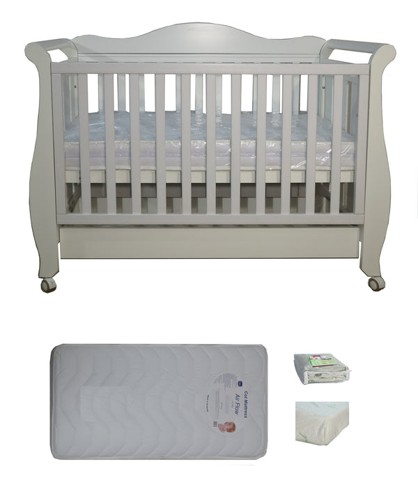 Babyworth  Imperial Sleigh Cot With Drawer And Mattress - Babyworth