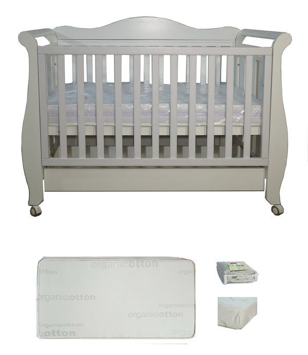 Babyworth  Imperial Sleigh Cot With Drawer And Mattress - Babyworth