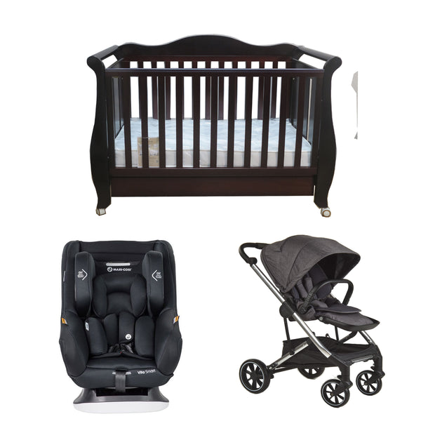 Babyworth Imperial Sleigh Cot With Drawer+Maxi Cosi Vita Car Seat+Luxi Pram Package - Babyworth