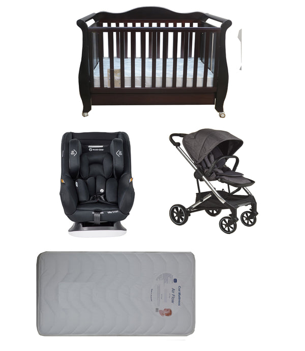 Babyworth Imperial Sleigh Cot With Drawer+Maxi Cosi Vita Car Seat+Luxi Pram Package - Babyworth