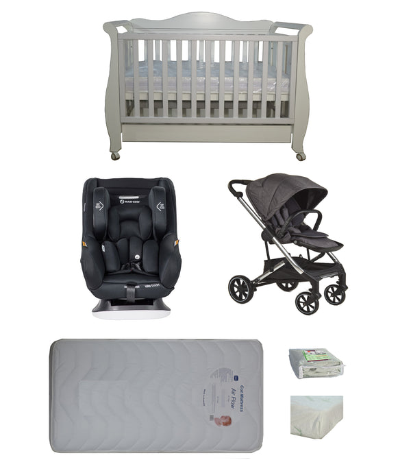 Babyworth Imperial Sleigh Cot With Drawer+Maxi Cosi Vita Car Seat+Luxi Pram Package - Babyworth